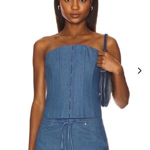 Revolve Lovers + Friends Denim-Style Corset Top